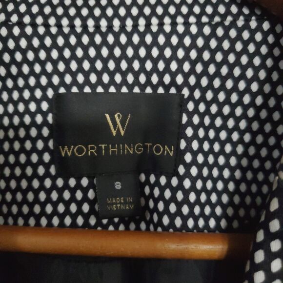 Worthington Women's Blazer Size 8 Black & White Diamond 2 Button Lined Jacket - Picture 12 of 14